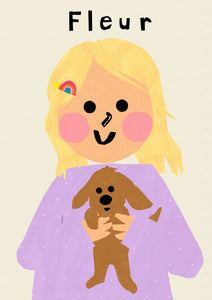 Puppy Girl Portrait Print- click to customise!