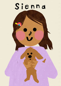 Puppy Girl Portrait Print- click to customise!