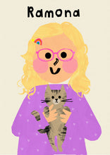 Load image into Gallery viewer, Cat Girl Portrait Print- click to customise!
