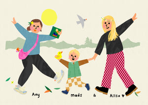 Best Friends/ Family bespoke portrait- send me your photo's to draw from!