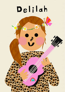 Music Girl Portrait Print- click to customise!