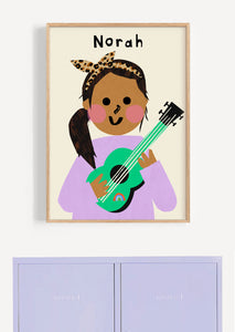 Music Girl Portrait Print- click to customise!