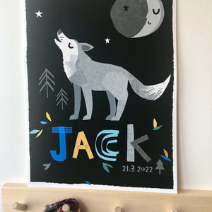 Wolf Personalised Name Print