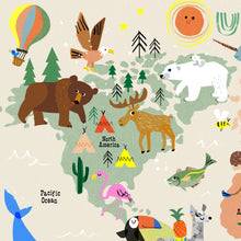 Load image into Gallery viewer, Personalised World Map Print of creatures GREAT &amp; small
