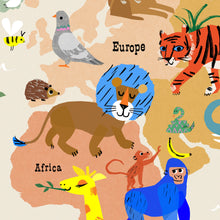 Load image into Gallery viewer, Personalised World Map Print of creatures GREAT &amp; small
