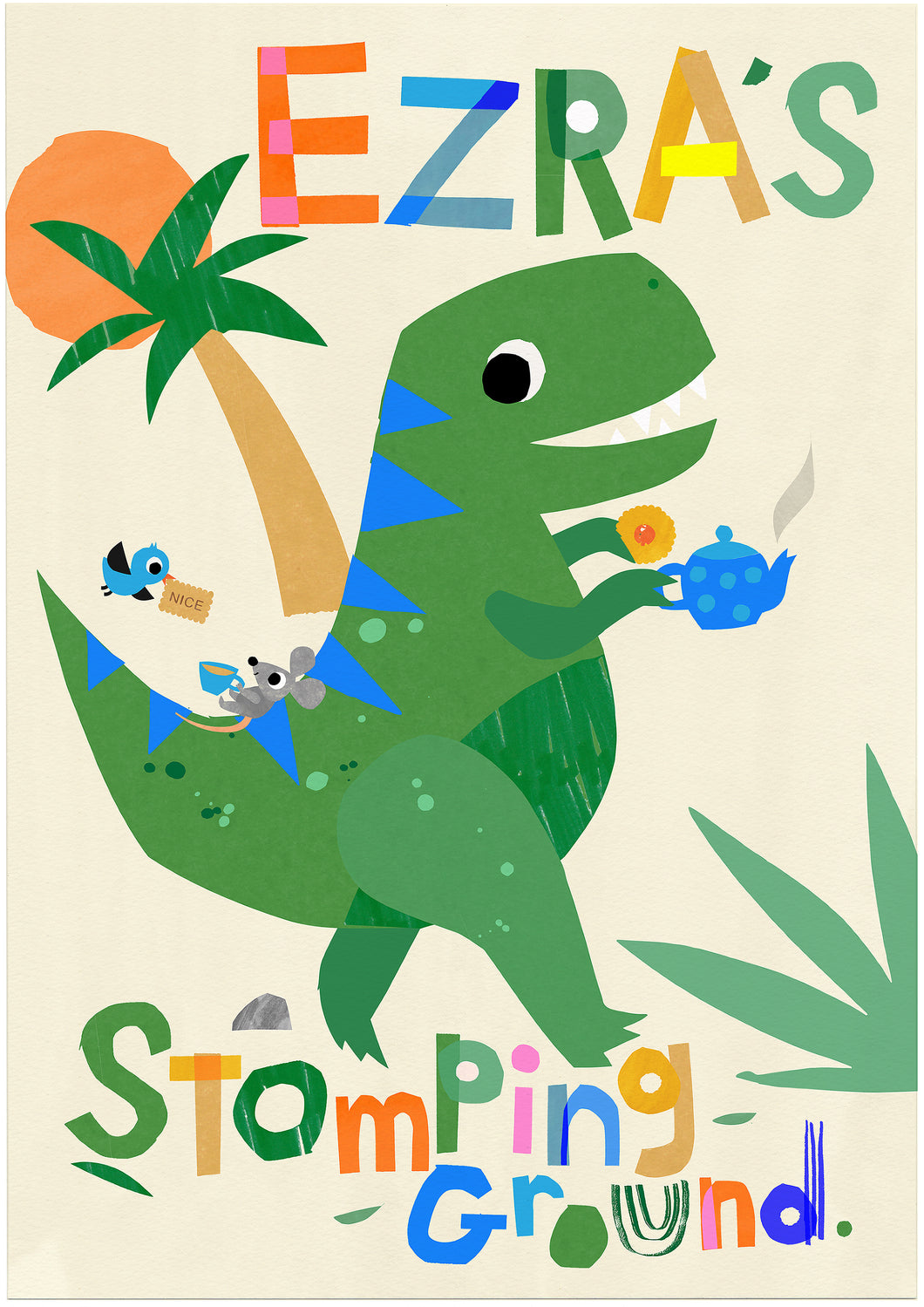 Personalised Dinosaur Tea Rex Print