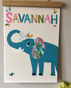 Elephant Personalised Name Print