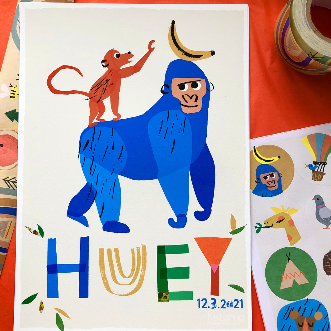 Gorilla Personalised Name Print