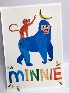 Gorilla Personalised Name Print