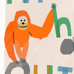 Personalised Hang Out Orangutan Sibling Print