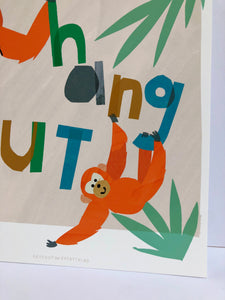 Personalised Hang Out Orangutan Sibling Print