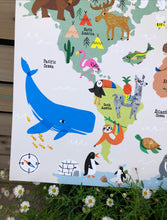 Load image into Gallery viewer, Personalised World Map Print of creatures GREAT &amp; small
