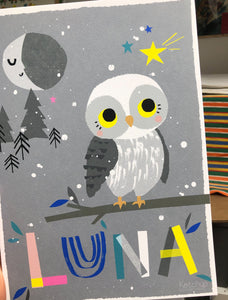 Owl Personalised Name Print