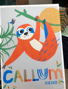 Sloth Personalised Name Print