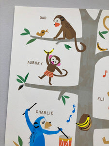 Family Tree Print- Monkeys